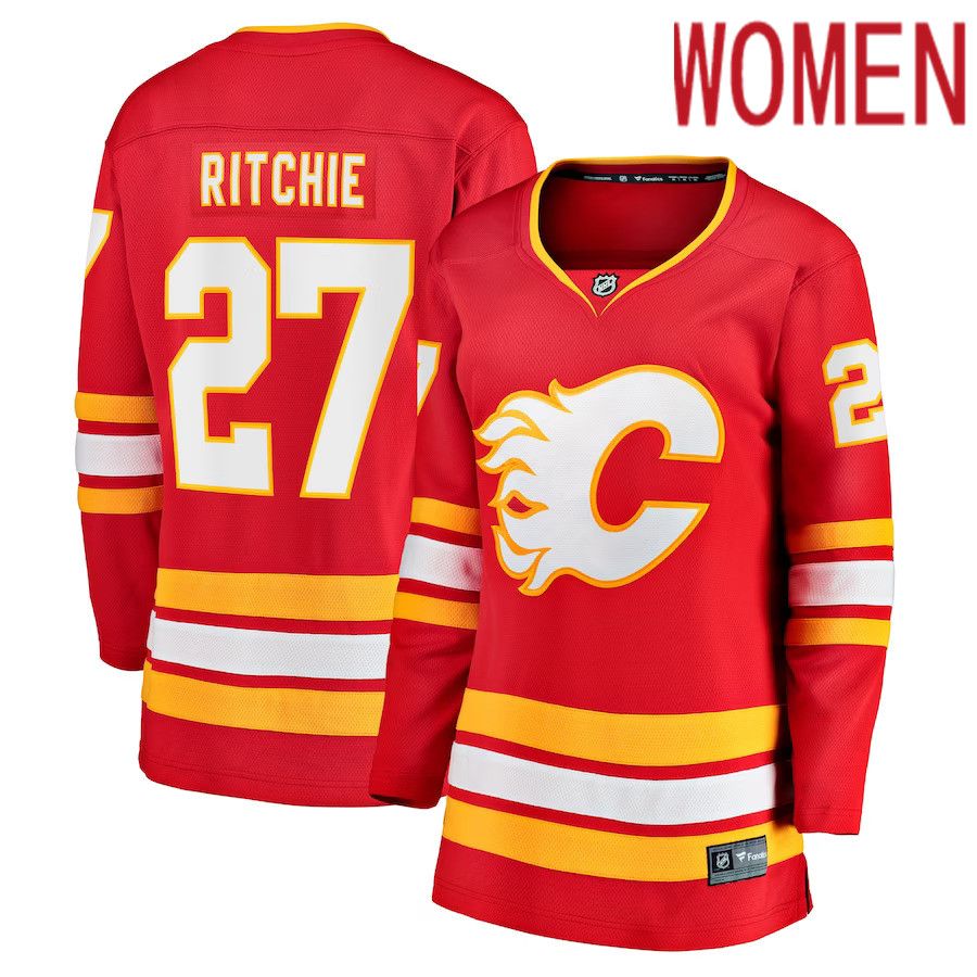 Women Calgary Flames 27 Nick Ritchie Fanatics Branded Red Home Breakaway NHL Jersey